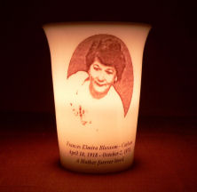 Mourninglight&trade; custom printed glass memorial candle