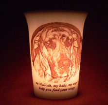 Mourninglight&trade; custom printed glass memorial candle