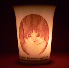 Mourninglights for pets custom printed glass memorial candle