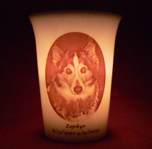 Mourninglights for pets custom printed glass memorial candle