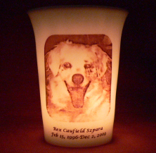Mourninglights for pets custom printed glass memorial candle