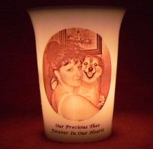 Mourninglights for pets custom printed glass memorial candle