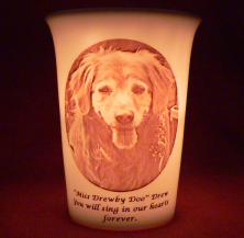 Mourninglights for pets custom printed glass memorial candle