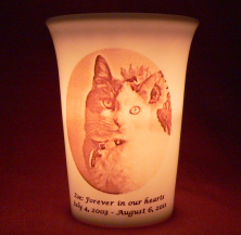 Mourninglights for pets custom printed glass memorial candle