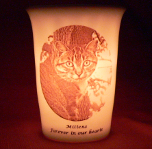 Mourninglights for pets custom printed glass memorial candle
