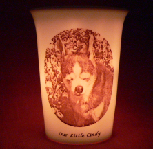 Mourninglights for pets custom printed glass memorial candle
