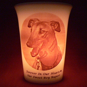 Mourninglights™ for pets custom printed glass memorial candle