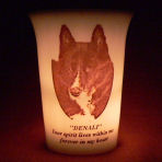 Mourninglight&trade; custom printed glass memorial candle