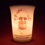Mourninglight&trade; custom printed glass memorial candle