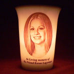 Mourninglight&trade; custom printed glass memorial candle