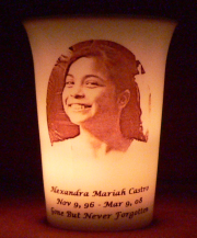 Mourninglight custom printed glass memorial candle