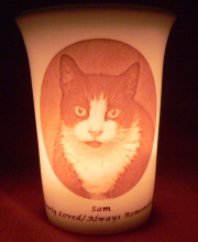 pet memorial candle for Sam