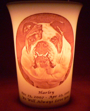 pet memorial candle for Harley
