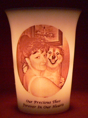 Mourninglight custom printed glass memorial candle