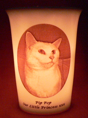 Mourninglight custom printed glass memorial candle