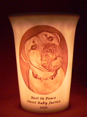 Mourninglight custom printed glass memorial candle