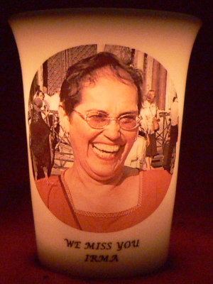 Mourninglight custom printed glass memorial candle