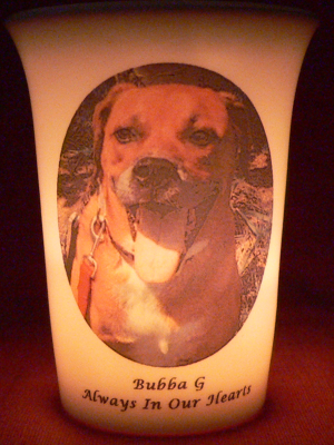 Mourninglight custom printed glass memorial candle