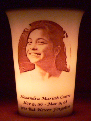 Mourninglight custom printed glass memorial candle