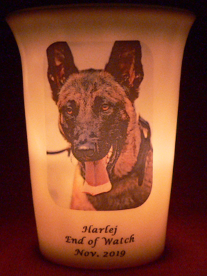 Mourninglight custom printed glass memorial candle