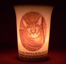 Mourninglights for pets custom printed glass memorial candle
