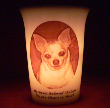 Mourninglights for pets custom printed glass memorial candle