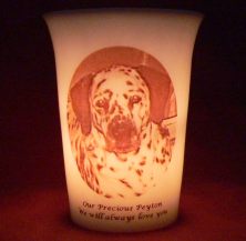 Mourninglights for pets custom printed glass memorial candle
