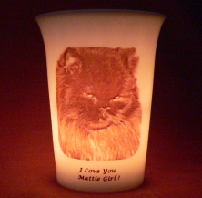 Mourninglights for pets custom printed glass memorial candle