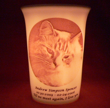 Mourninglights for pets custom printed glass memorial candle