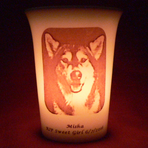 Mourninglights™ for pets custom printed glass memorial candle