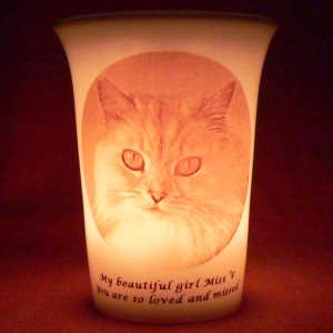 Mourninglights™ for pets custom printed glass memorial candle