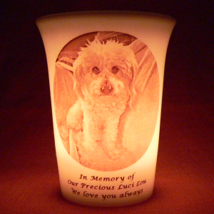 Mourninglights™ for pets custom printed glass memorial candle