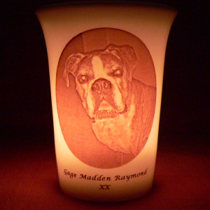 Mourninglights™ for pets custom printed glass memorial candle