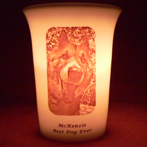 Mourninglights™ for pets custom printed glass memorial candle