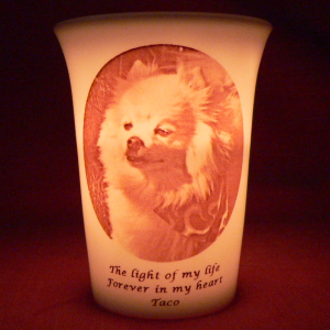 Mourninglights™ for pets custom printed glass memorial candle