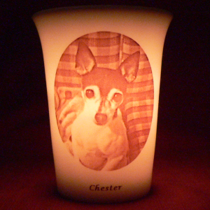 Mourninglights™ for pets custom printed glass memorial candle