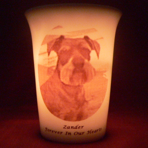 Mourninglights™ for pets custom printed glass memorial candle