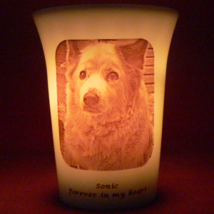 Mourninglights™ for pets custom printed glass memorial candle