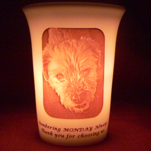 Mourninglights™ for pets custom printed glass memorial candle