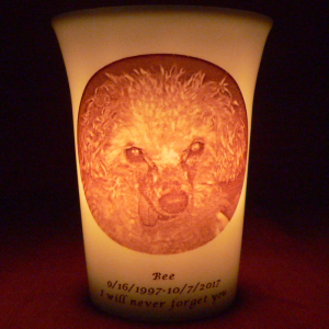 Mourninglights™ for pets custom printed glass memorial candle