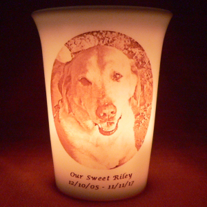 Mourninglights™ for pets custom printed glass memorial candle