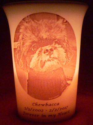 Mourninglight custom printed glass memorial candle
